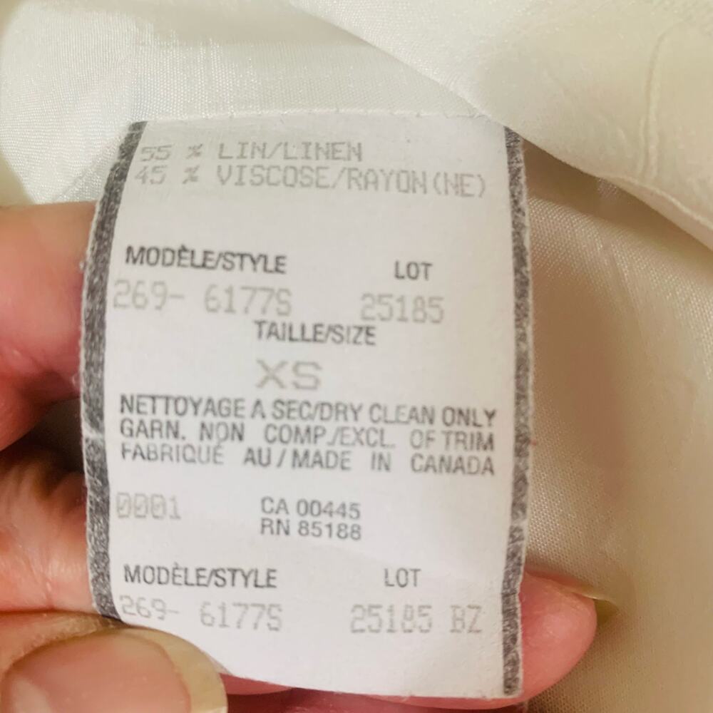 Louben Size XS Linen Blend Open Front Blazer Coat Jacket Ivory White Career - Picture 9 of 16